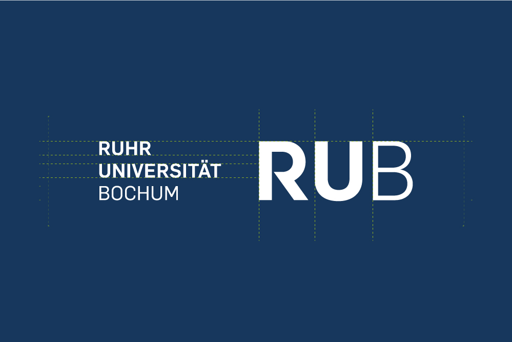 Konstruktion des RUB-Logos mit Hilfslinien.
