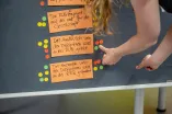 Teilnehmende bewerten an der Pinnwand, wie sehr die angepinnten Aussagen auf die Ruhr-Universität Bochum zutreffen