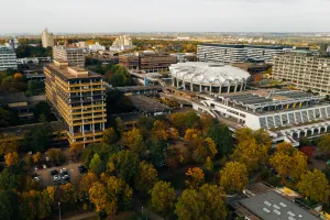 Luftaufnahme südlich der RUB Richtung Audimax und Unicenter
