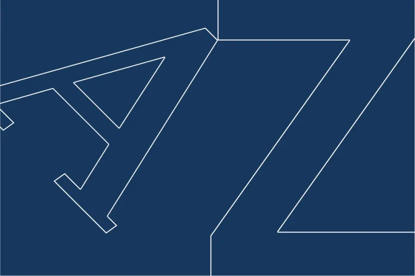 Grafische Darstellung der Buchstaben »A« und »Z« in den Hausschriften Rub-Scala und RUB-Flama.