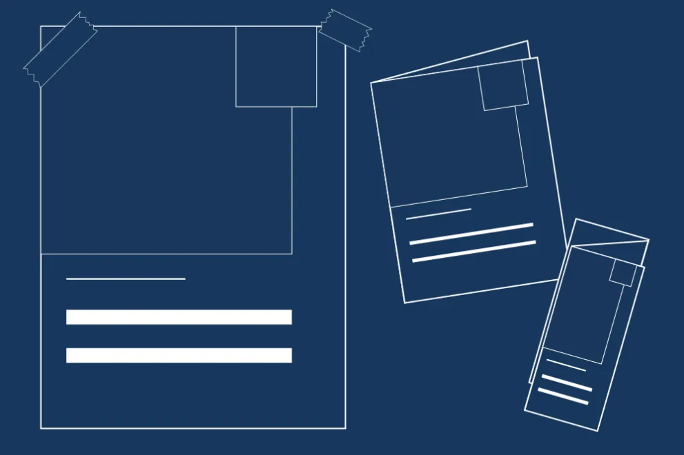 Grafische Darstellung diverser Drucksachen.