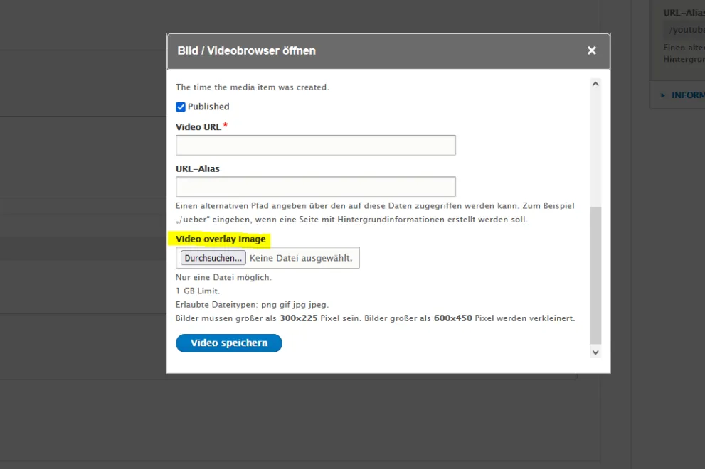 YouTube einbinden - Screenshot
