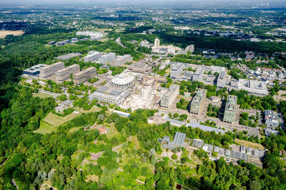 Luftaufnahme südlich der RUB Richtung Stadt Bochum