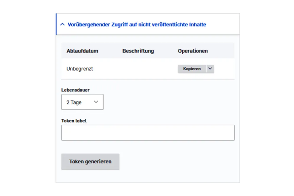 Screenshot: Vorschau-Funktion im Backend von RUB-Web