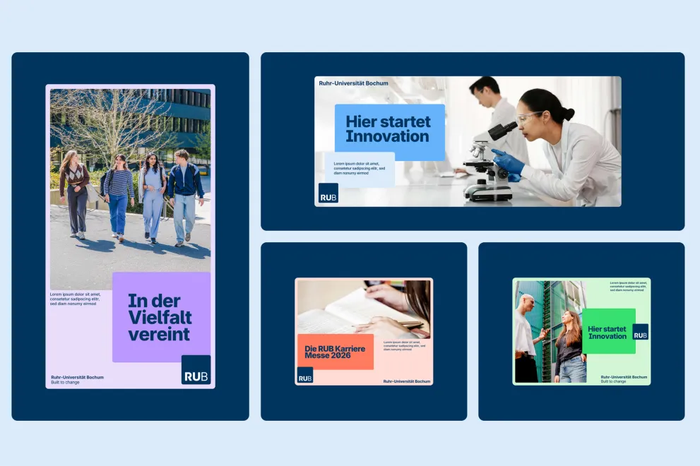 Plakate als Beispiel des RUB-Designs in Anwendung
